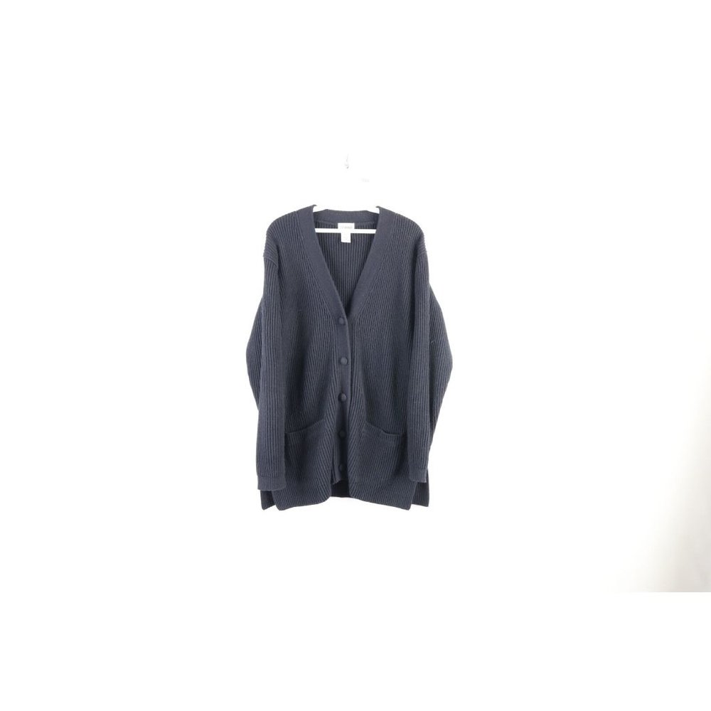 Vtg 90s Streetwear Womens Petite Large Ribbed Knit Kurt Cobain Cardigan Sweater